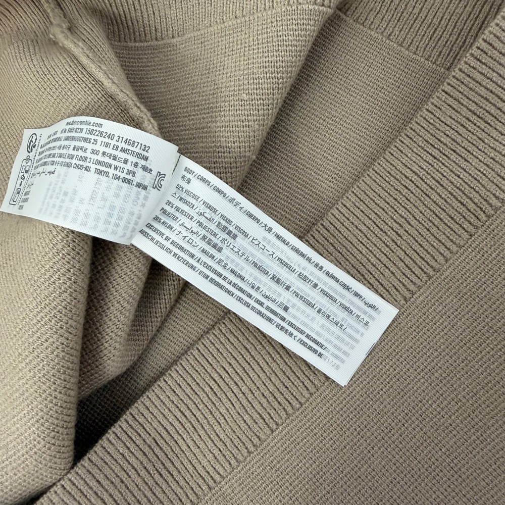 Abercrombie & Fitch Sweater Vest Women Medium Tan Polo Collar Knit Sleeveless - Picture 5 of 5